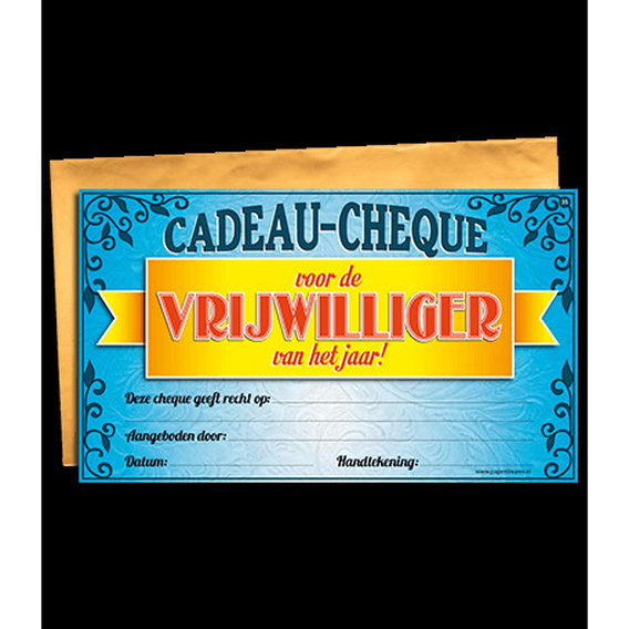 Gift Cheque Vrijwilliger