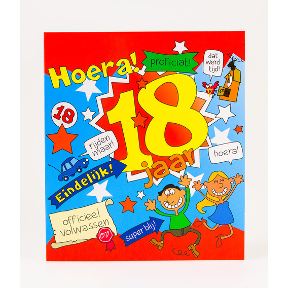 Wenskaart 18 jaar cartoon