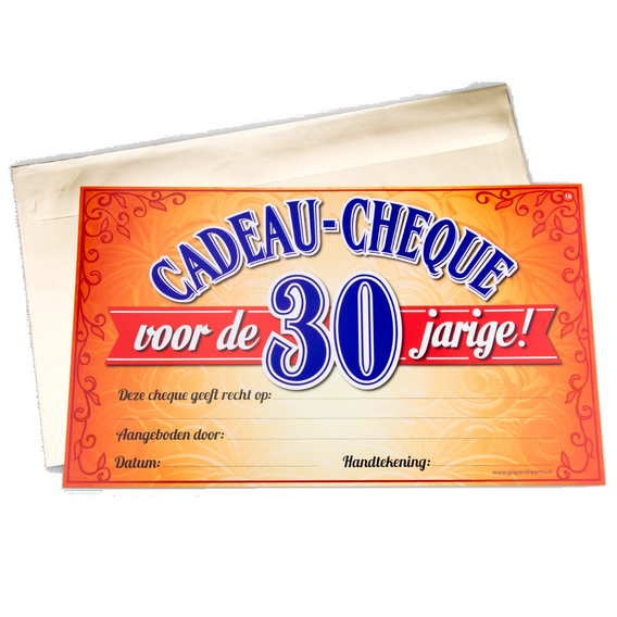 Gift Cheque 30 jaar