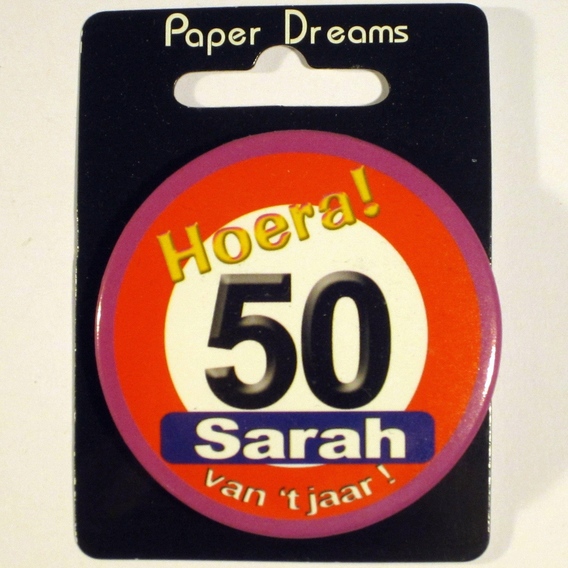 Button Hoera 50 Sarah